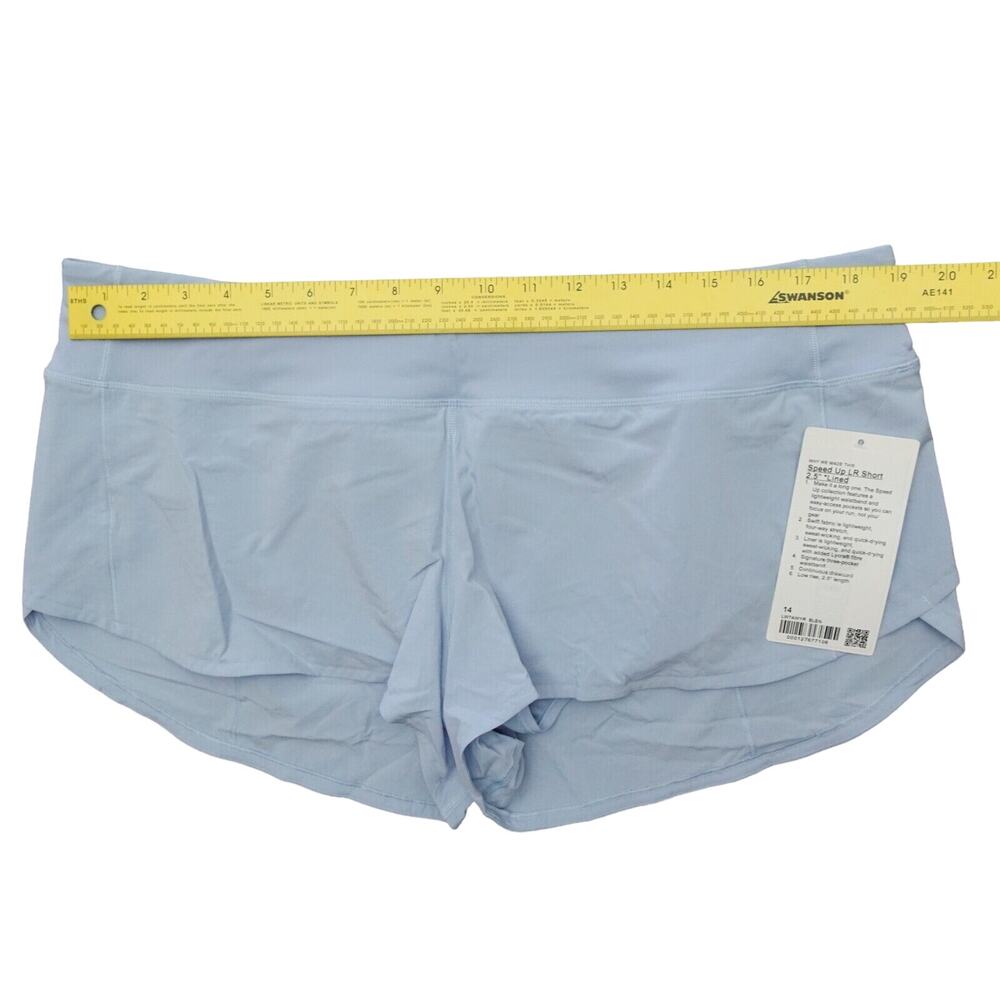 Lululemon Speed Up LR Low Rise Shorts 2.5” Lined BLEN Light Blue Linen Size 14